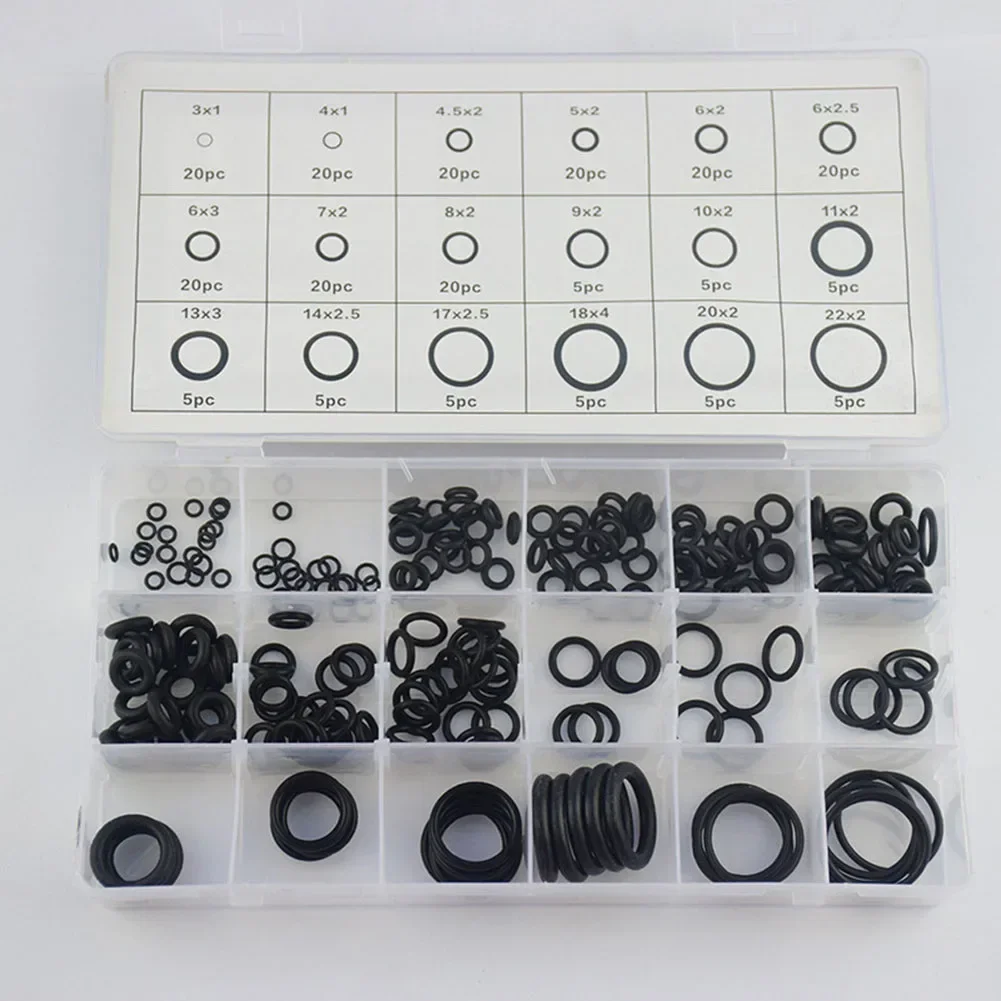 18 Sizes Rubber O-Ring Kit 225pcs Automobiles Black Flat Gasket Gasoline Resistance O Ring Washer Seal Car Doors