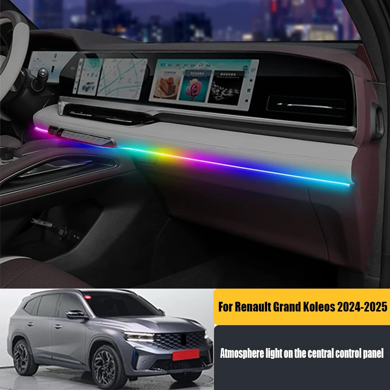 

for Renault Grand Koleos 2024 2025 Atmosphere lamp central control LED 64 color atmosphere lamp adhesive installation
