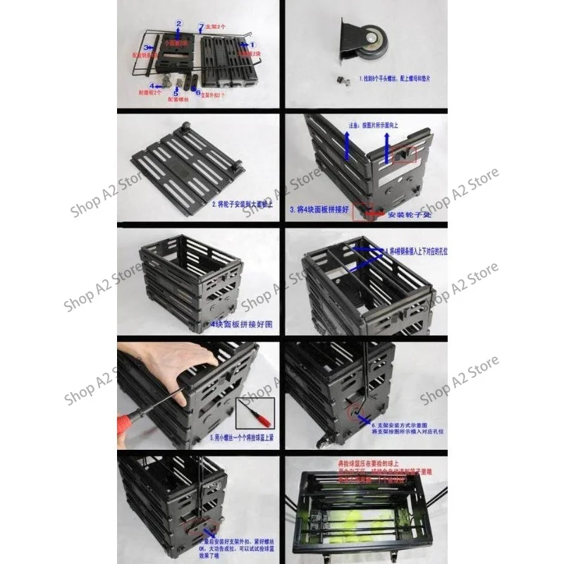 Multifunctional Tennis Basket/ball Picker/wheeled Ball Picking Basket Tennis Hoop Enhances Drop Resistance