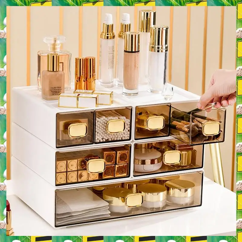 3C Electron 8016 Desktop Ins Multi-Stacked Storage Box Dormitory Desk Transparent Drawer Student Stationery Office Small Hand Bo