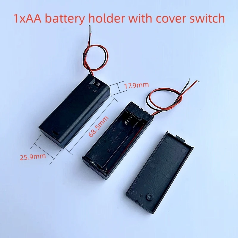 10PCS 1/2/3/4/6/8X AA Battery Holder Battery Box With Cover Black And Red Wire And Switch Solderless Series Battery Compartment