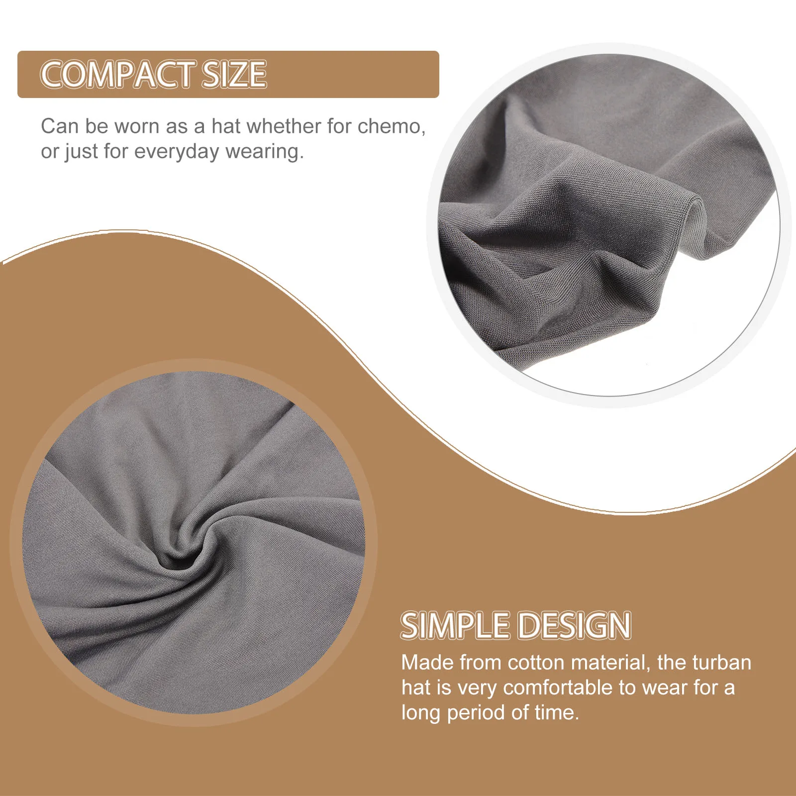 

Cotton Turban Hat Women Chemotherapy Headwear Grey Lightweight Portable Baotou Cap Comfortable Long Wear Storage Travel Outdoor