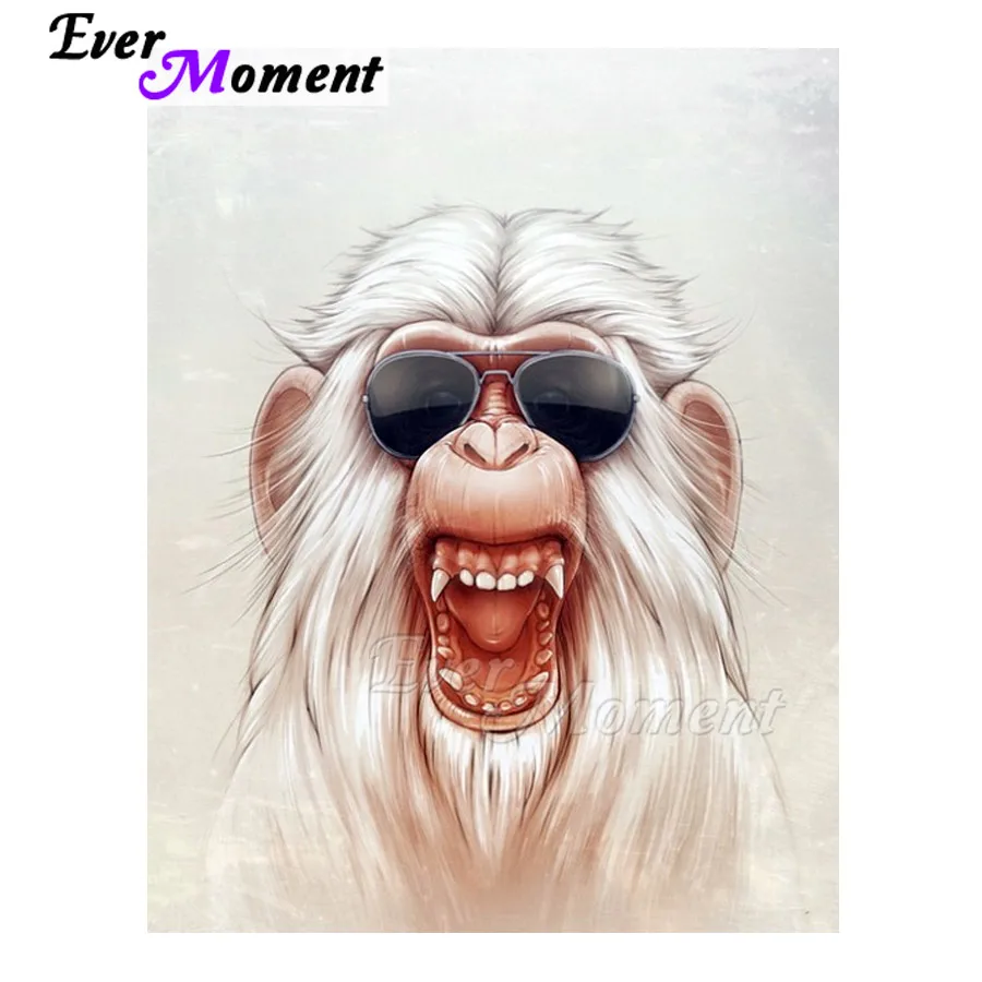

Алмазная картина Ever Moment, белая обезьяна, ручная работа, полная квадратная дрель, картина со стразами, алмазная вышивка, украшение ASF1576