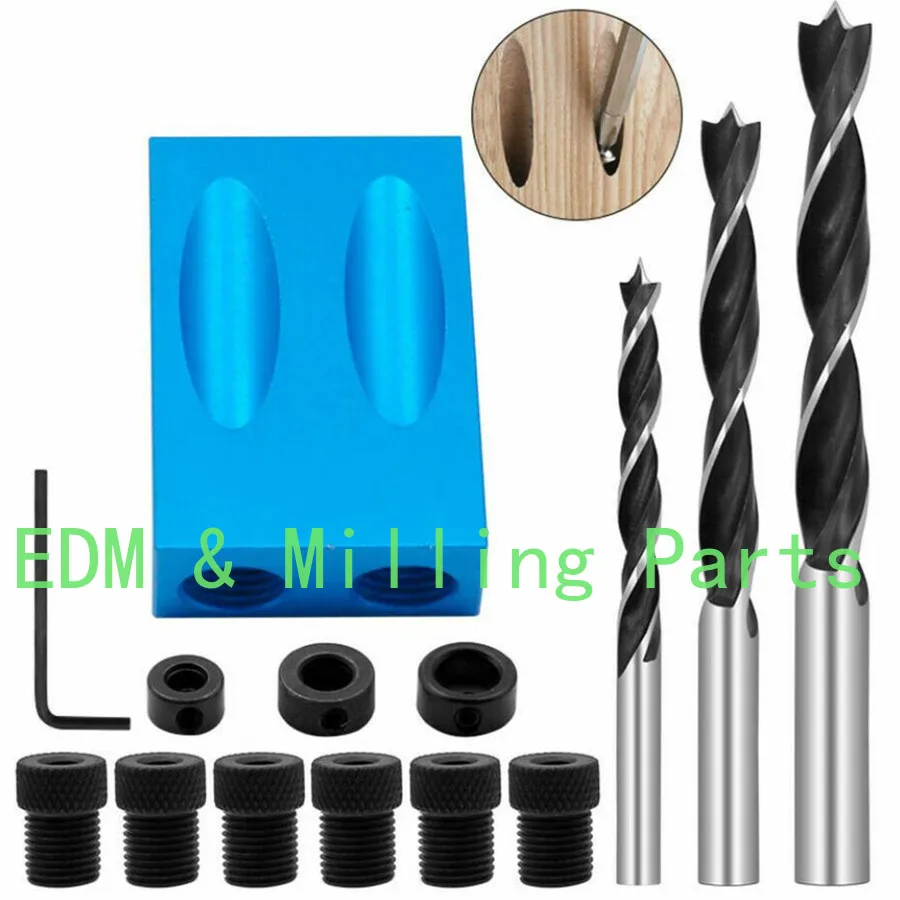 14pcs/set 15 Degree CNC DIY Pocket Hole Screw Jig Dowel Drill Carpenters Woodworking Tools Locator