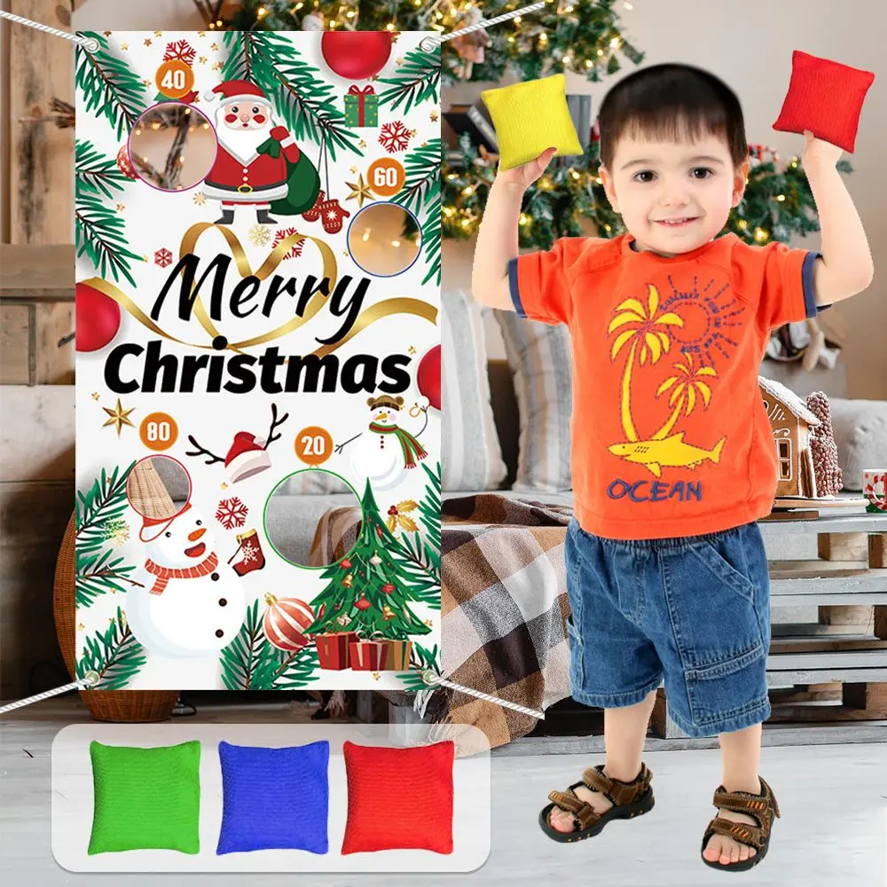 for Adults Children Santa Claus Snowman Outdoor Toy Play Bean Bags Safe Tossing Throwing Banner Christmas Throwing Game Flag