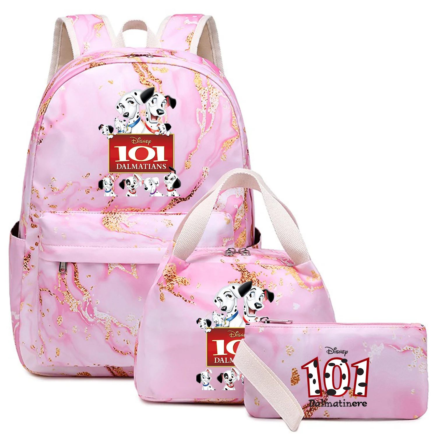 

3Pcs Dalmatians 101 Backpack Girl Kids Pen Lunch Bags Bookbag Women Teenagers Schoolbags Travel Laptop Backpack Sets