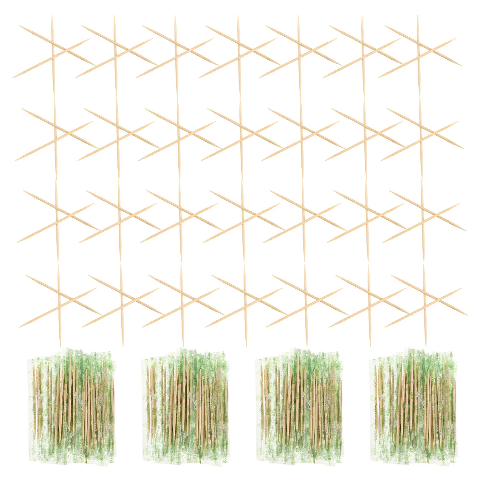 2000Pcs Bamboo Toothpicks Individually Wrapped Double-Ended for Teeth Cleaning Hotel Restaurant Travel Buffet Party Picks
