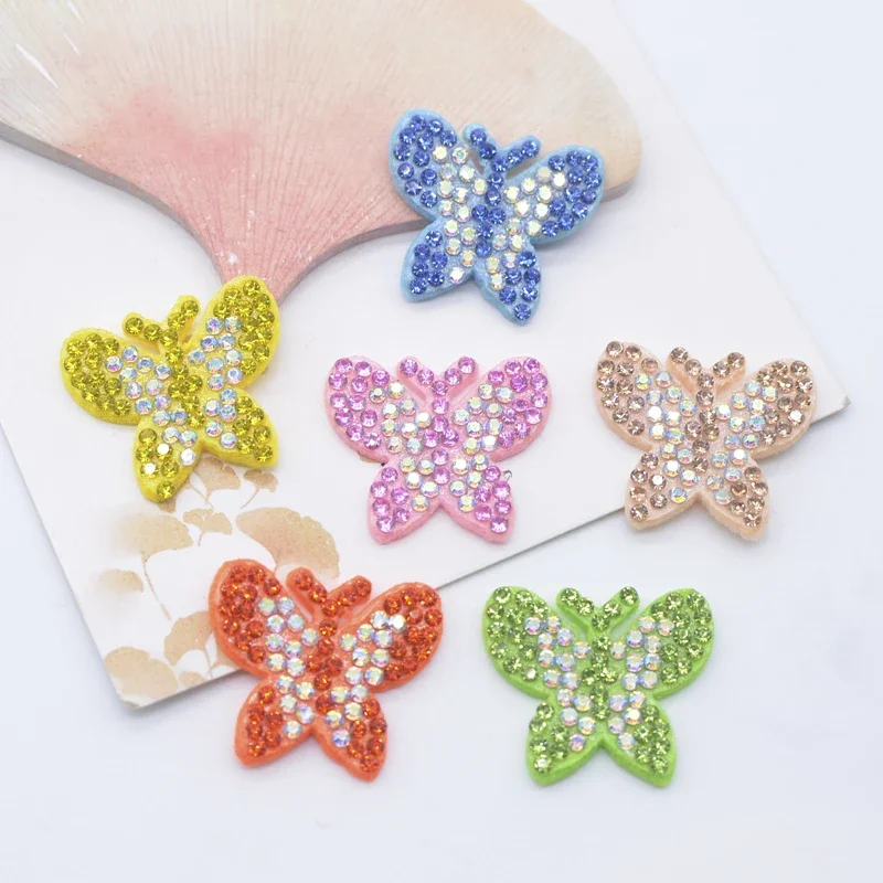 12Pcs Colorful Butterfly Rhinestone Patches for DIY Clothes Decor Headwear Hairband Garment Supplies Accessories Applique