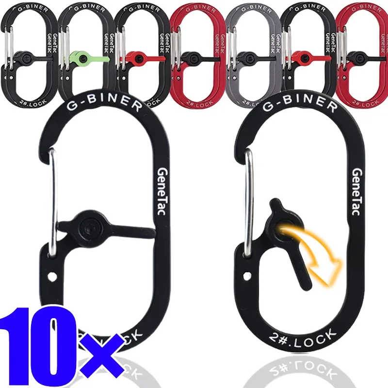 1/10Pcs S Type Camping Keychain Outdoor Carabiner with Lock Mini Keychain Hook Anti-Theft Camping Backpack Buckle Key-Lock Tool