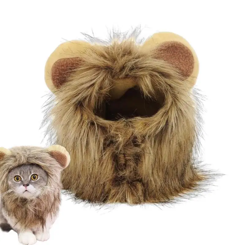 Cat Lion Mane Lion Mane Wig Pet Costumes Hat Turn Your Cat Into A Strong Lion Skin-Friendly Lion Outfit For Cat Cosplay