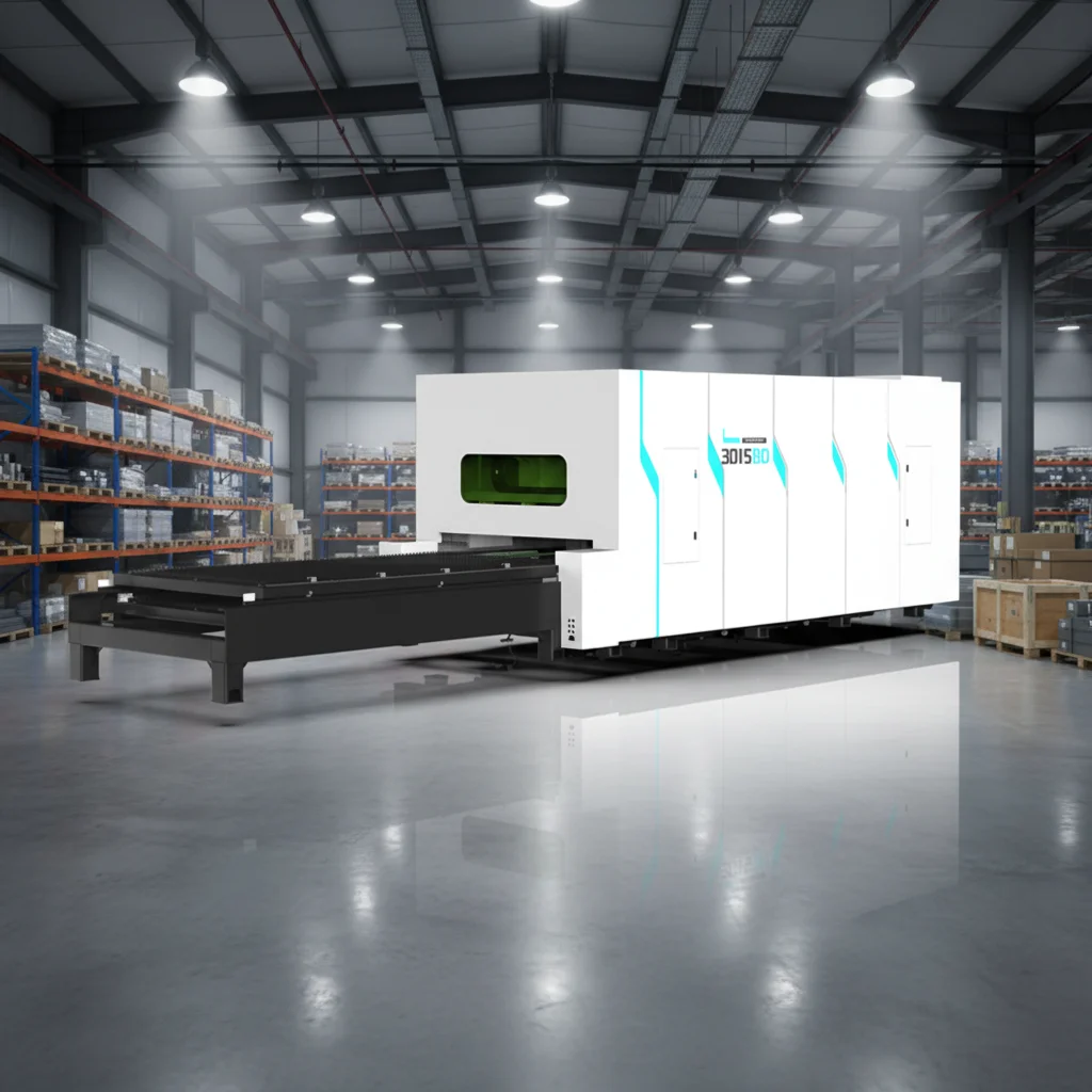 

Fast Delivery 1530 4x8ft Enclosed Fiber Laser Cutting Machine 1500x3000mm Metal Laser Cutter with Exchange Table 1.5kw 3kw 6kw