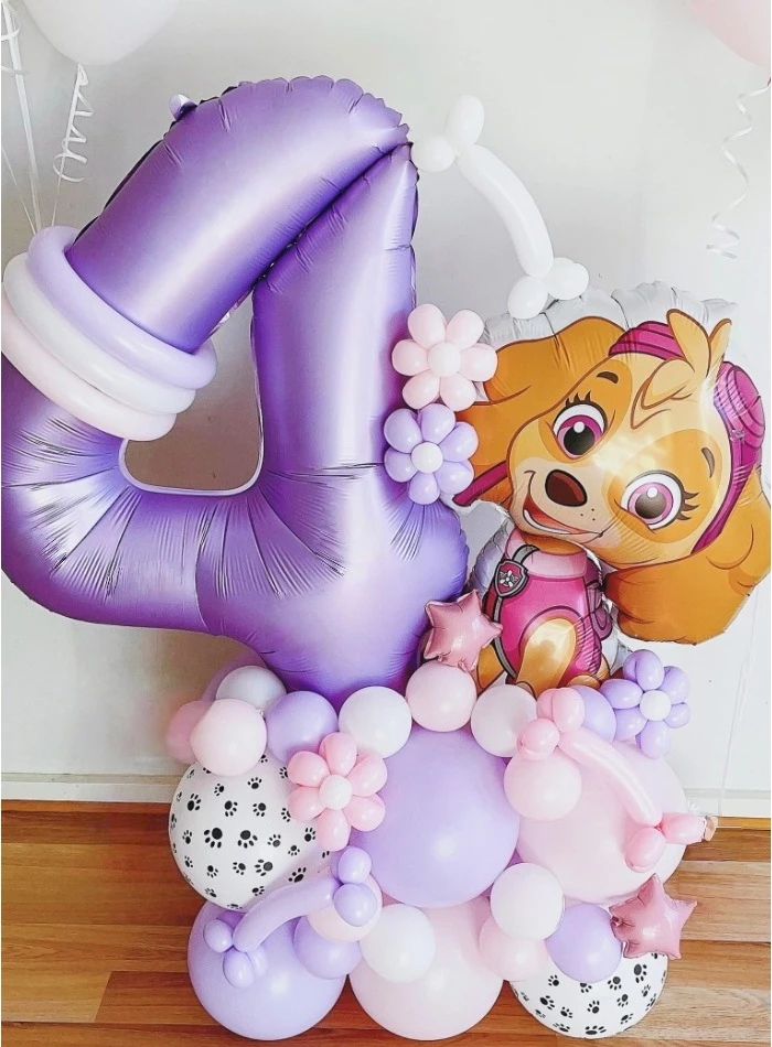 Cartoon Paw Patrol Dog Skye Balloon Birthday Decoration Number Aluminum Latex Balloons Set Kids Party Supplies Gift Favor Decor