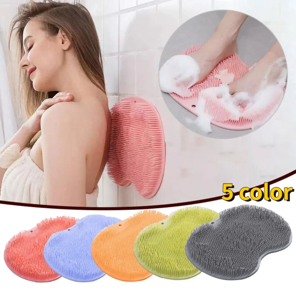 Shower Foot Back Scrubber Silicone Bath Massage Pad Bath Massage Cushion Brush with Suction Cups Wash Foot Mat Exfoliating Brush