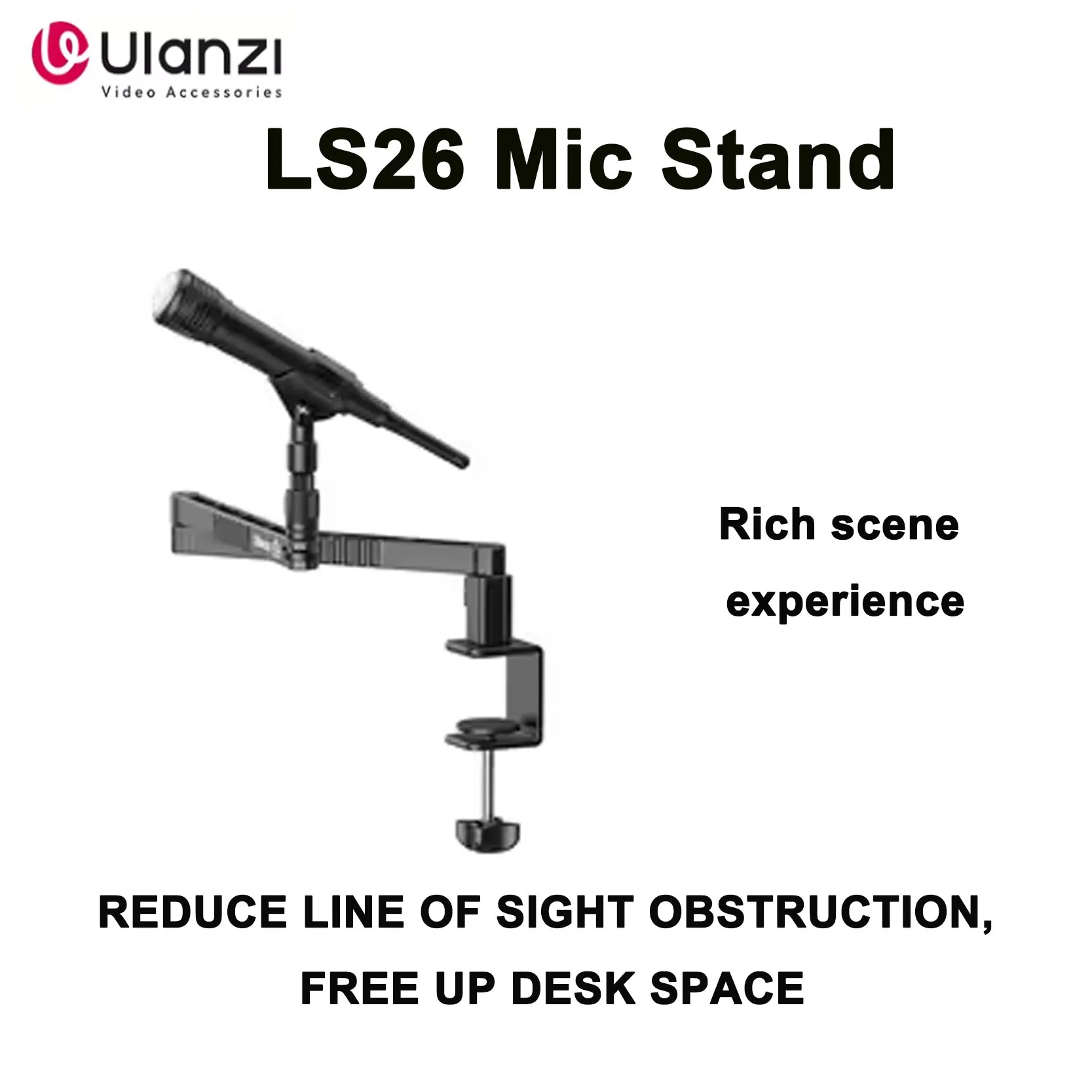 オリジナル Ulanzi LS26 低位置マイクブームスタンドデスクトップブラケットライブストリーミングオーディオピックアップ衝撃吸収リフト