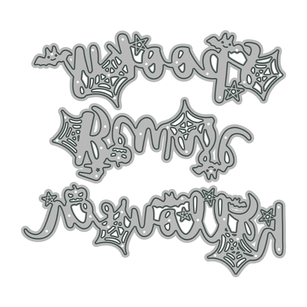 MangoCraft Halloween Spooky Beware Cutting Dies DIY Scrapbooking Supplies Metal Dies Knife Mold For Card Making Albums Decor