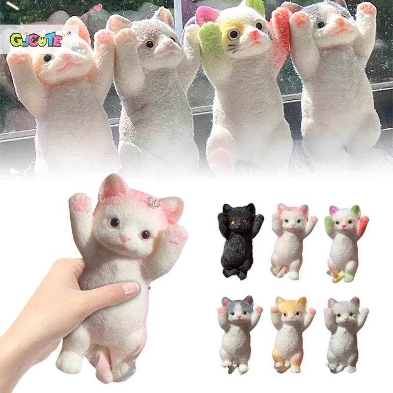 Big Kitty Taba Silicone Cat Fuzzy Super Kitten Handmade Squeeze Toy Mochi Hand Relax Stress Toy Release Stress Gift