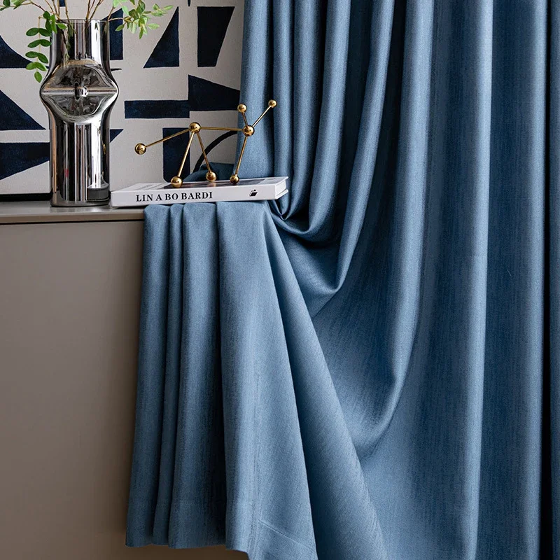 Modern Light Luxury High Precision Woven Craft Curtains Solid Color Heat-Insulating High Shading Jacquard Window Curtains