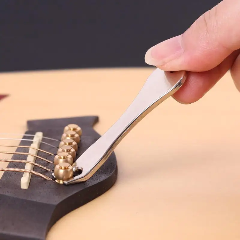 1/5Pcs Guitar Bridge Pin Remover String Nail Peg Puller Tool Chrome Metal Acoustic Folk Bass Pulling Bridge Extractor Accessory