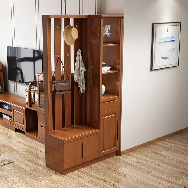 Solid wood entrance cabinet, partition cabinet, full-length mirror hanging wardrobe