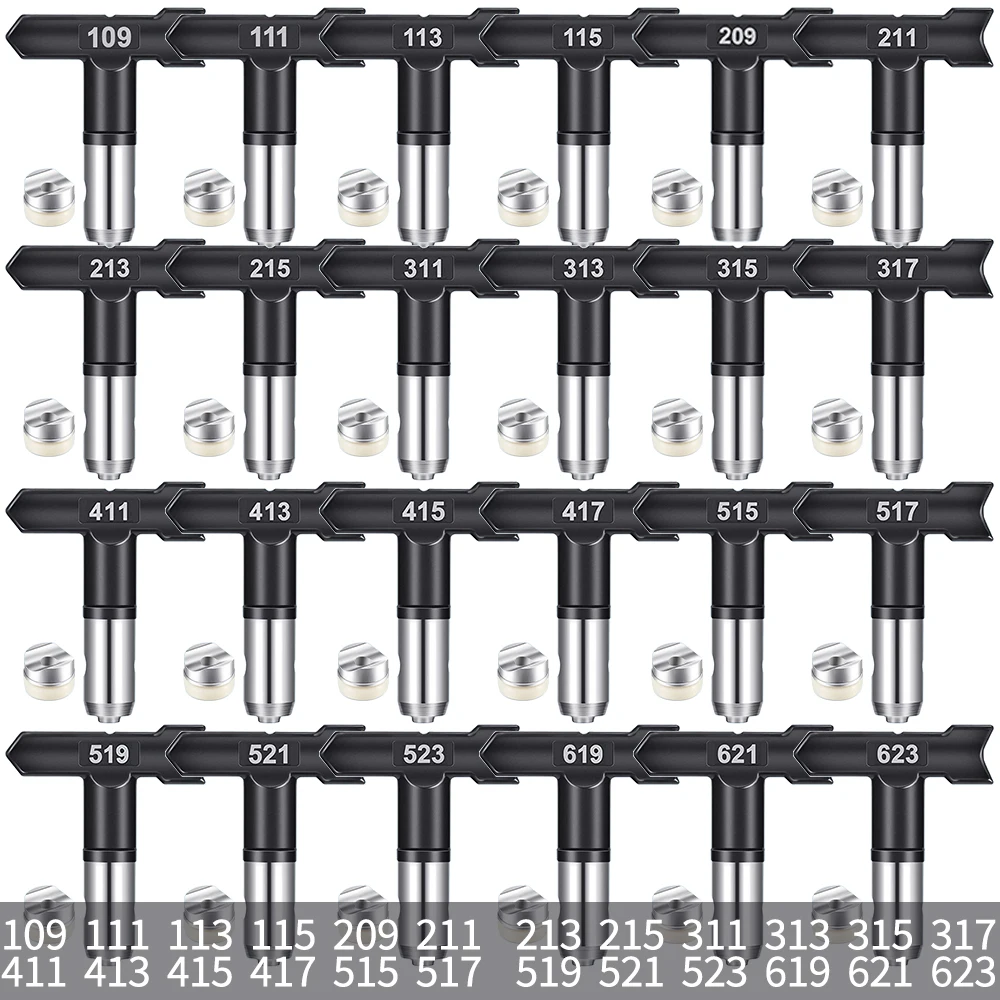 24-Piece Reversible Airless Paint Sprayer Tips Set, Metal with Stainless Steel Finish