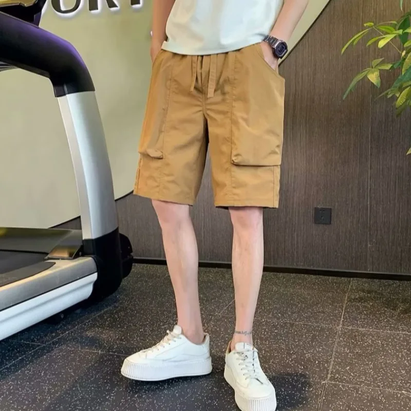 

Men's Workwear Shorts Summer Casual Trendy Brand Pure Cotton Pants Large Pocket mid Waist Straight Leg Five-Sixths Length