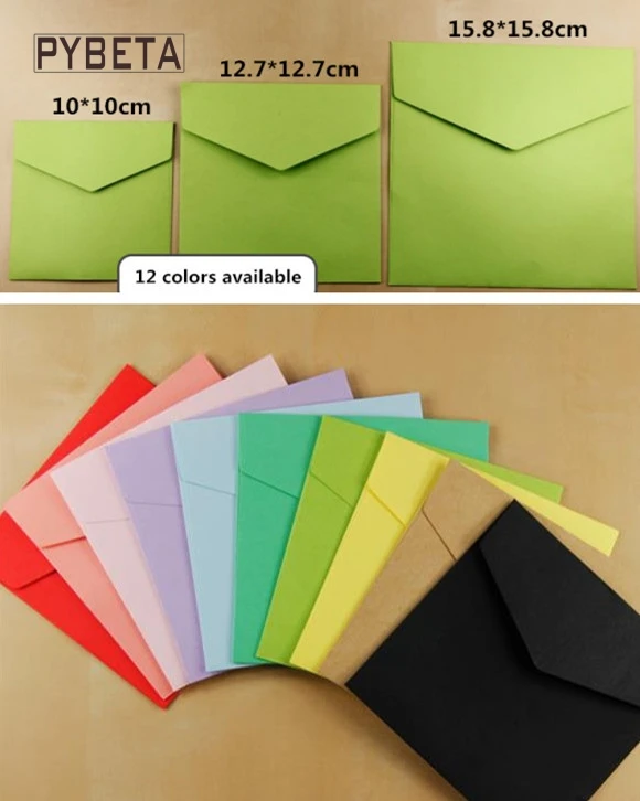 50pcs/lot- Colorful envelopes Kraft Square Envelopes for bank card membership card wedding party invitation