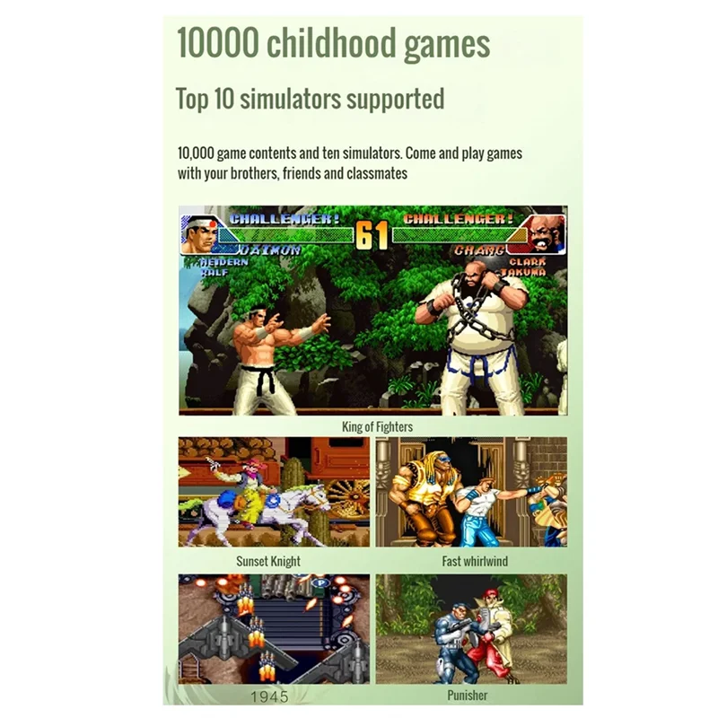 Consola de juegos con banco de energía Pantalla IPS de 3,5 pulgadas 6000 Mah Máquina Arcade de 10000 juegos de 16 bits-Verde Durable Fácil de usar