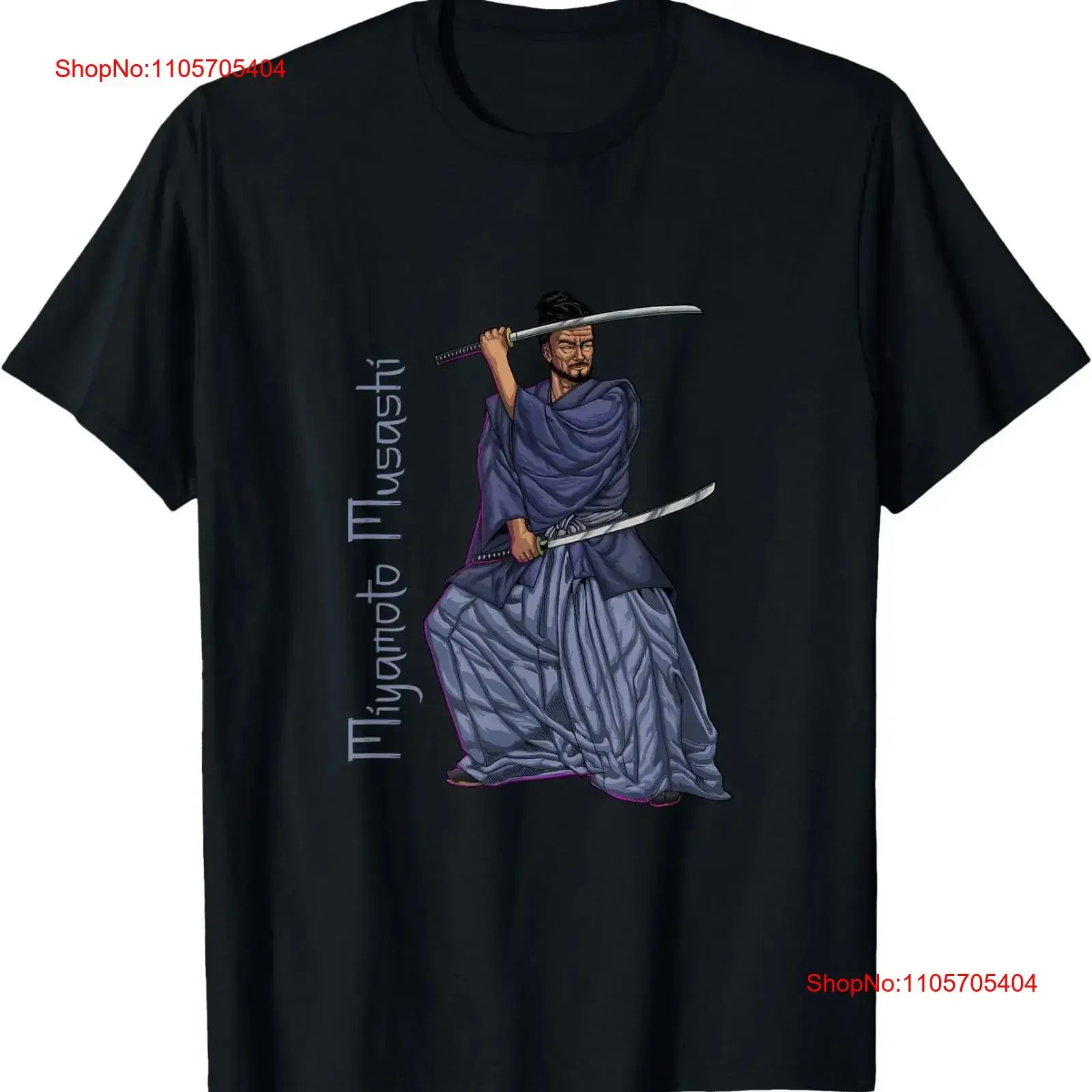 Miyamoto Musashi with Two Katanas T Shirt long or short sleeves vintage Washed designer clothes Top For Everyday Wear