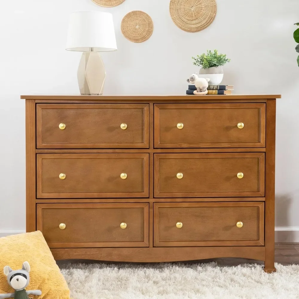 Kalani 6-Drawer Double Wide Dresser in Chestnut