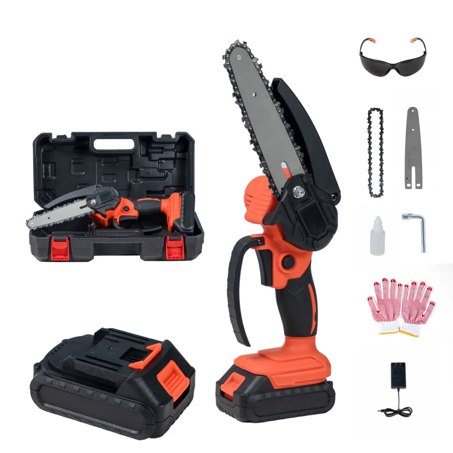 

6 Inch Chain Saw Handheld Pruner Battery 21V Rechargeable Portable Mini Electric Chainsaw With Brushless Motor
