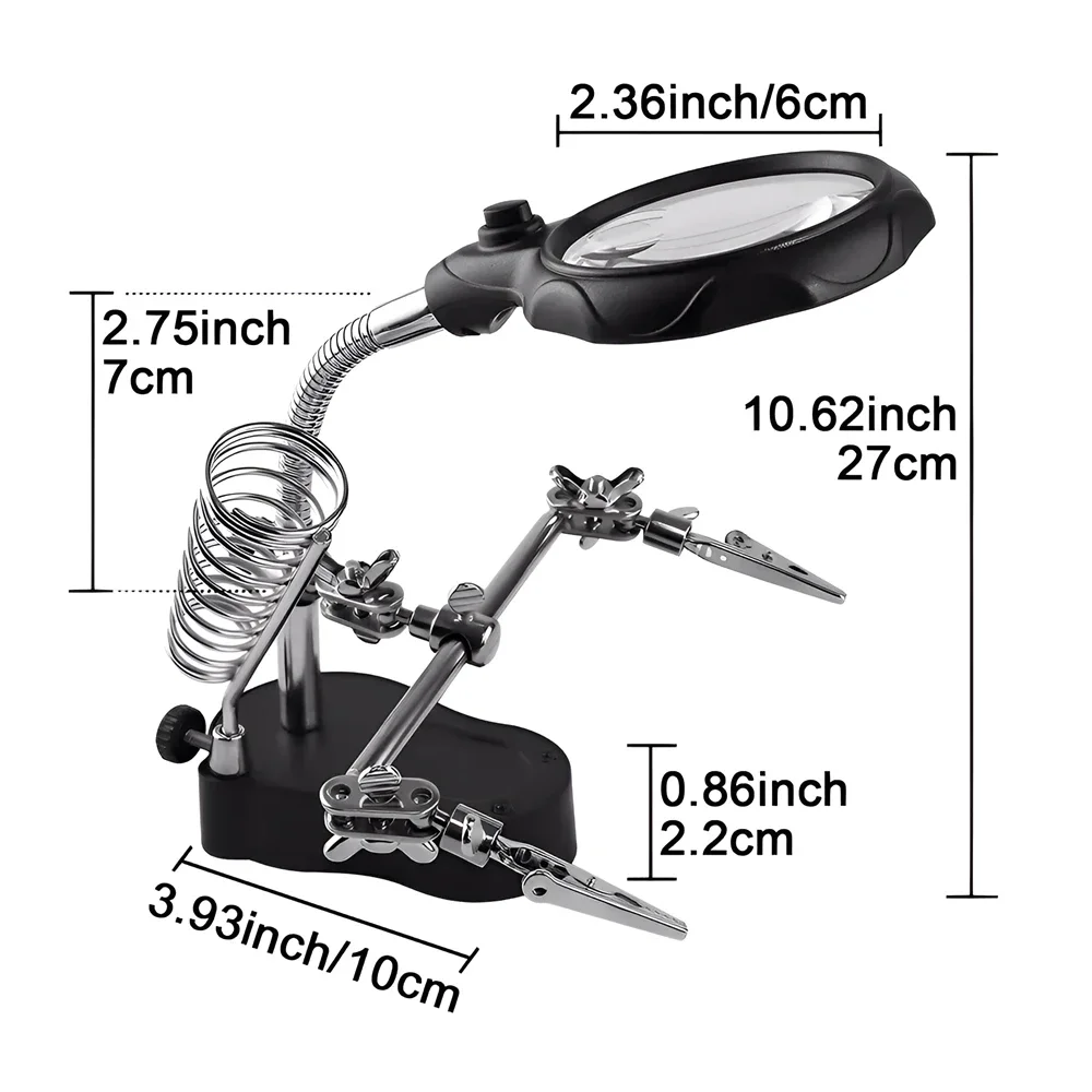 Imagem -06 - Desktop Magnifier Soldagem Lupa Suporte Led Ferramenta de Reparo de Solda Lupa de Terceira Mão Espelho de Inspeção