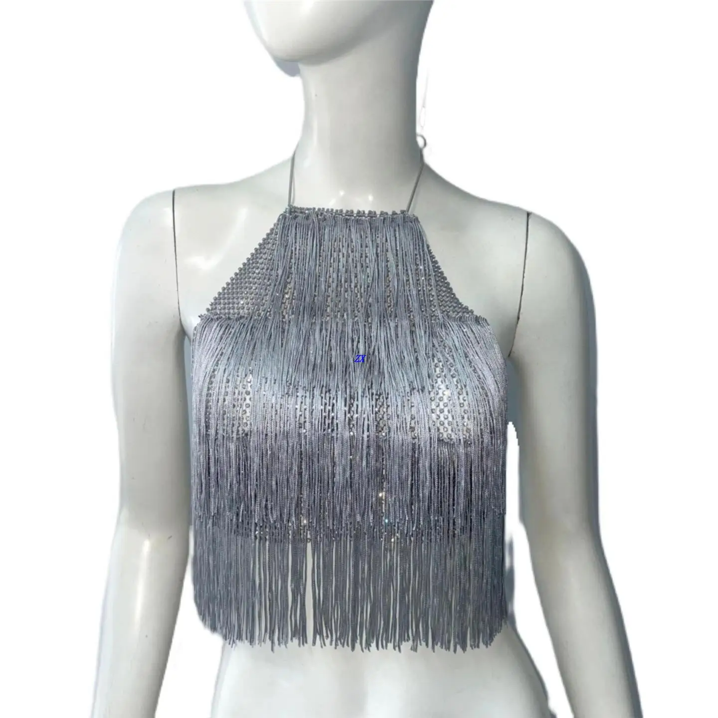 

Sexy Fringed Tube Top Women's Cross-Border Clothing Music Festival Par Wear ort A-Line Vest Ultra-ort Length 3D Effect