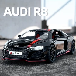 1:24 Audi R8 V10 Sport Alloy Die Cast Toy Car Model Wheel Steering Sound and Light Children's Toy Collectibles Birthday gift