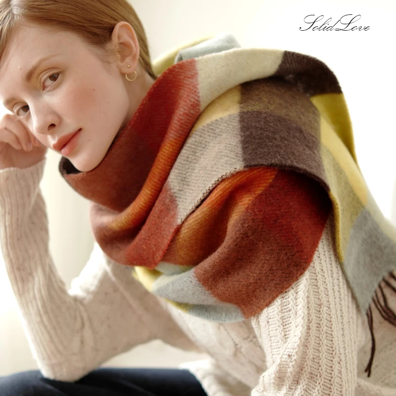 Luxury Plaid Wool Scarf Blanket Brand Cashmere Blend Cover Soft Wool Portable Warm Scarf Shawl Fleece Knitted Throw Blankets