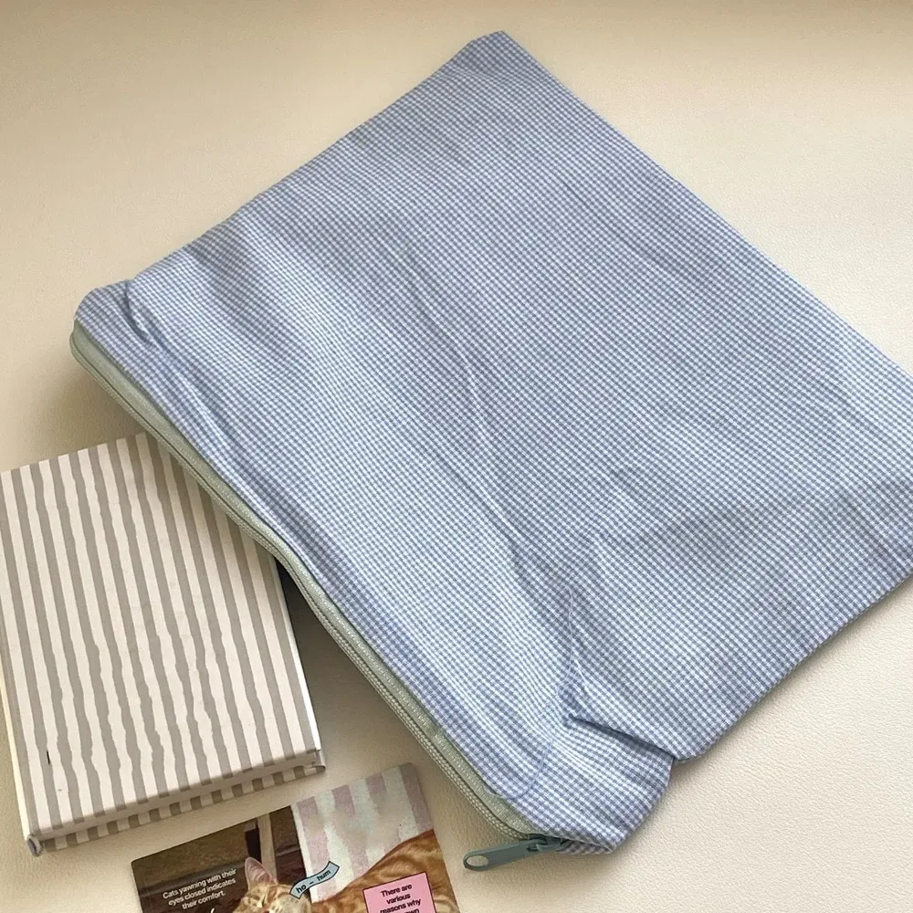 حقيبة مستحضرات التجميل القطنية الأنيقة باللون الوردي/الأزرق/الأصفر ذات سعة كبيرة حقيبة يد للتخزين حقيبة مكياج مربعة للنساء