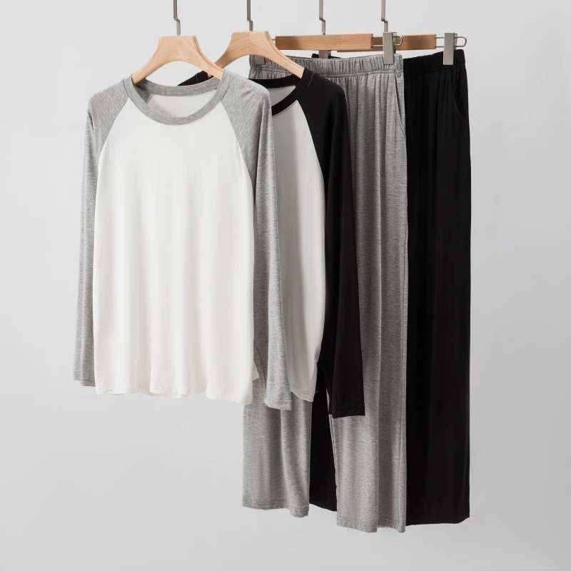 طقم ملابس رجالي صيفي رفيع مقاس كبير ملابس خارجية غير رسمية مكيفة الهواء ملابس منزلية مستديرة طقم مكون من قطعتين