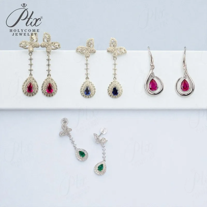 

Серьги с драгоценными камнями, выращенные в лаборатории, рубиновый сапфир, Колумбия S925, длинные серьги-гвоздики для женщин, нежные модные ювелирные изделия в эстетическом стиле