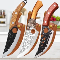 Sharp Chef Meat Cleaver Buther Boning Knife Stainless Steel Slicing Meat Fish Fruit Wooden Handle Utility Knife Kitchen Knives