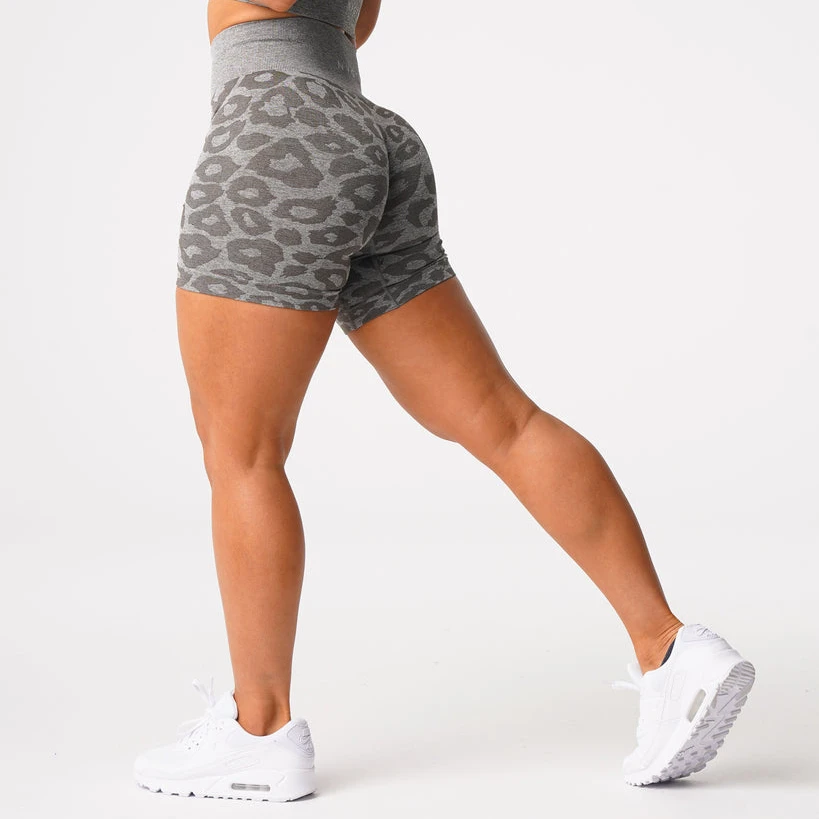 Nvgtn pantalones cortos sin costuras de leopardo para mujer, Shorts elásticos de LICRA para Fitness, transpirables, levantamiento de cadera, ocio,