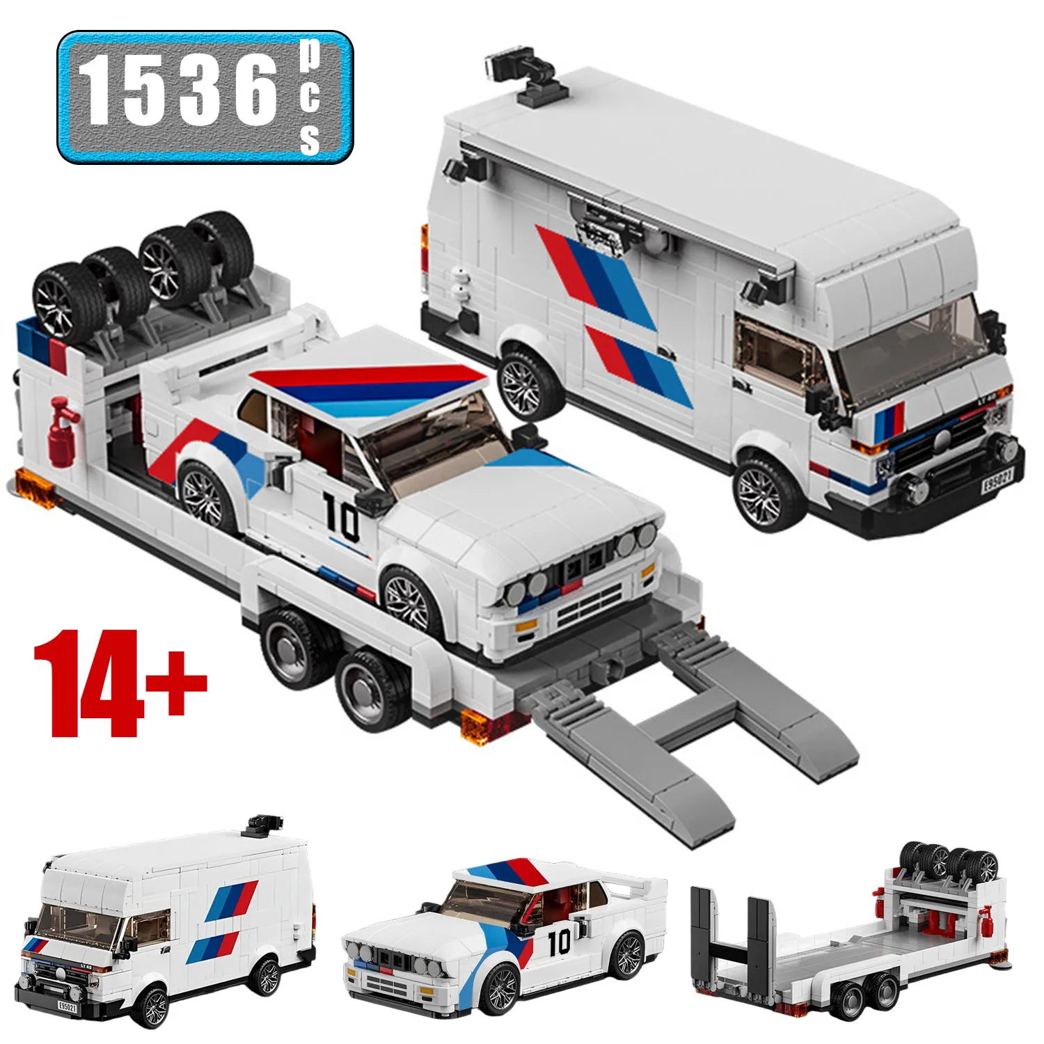 1536PCS Technical City RV Transport Set Building Blocks Model MOC Trucks Flatbed Trailer Van Car Vehicle DIY Bricks Toys Gifts
