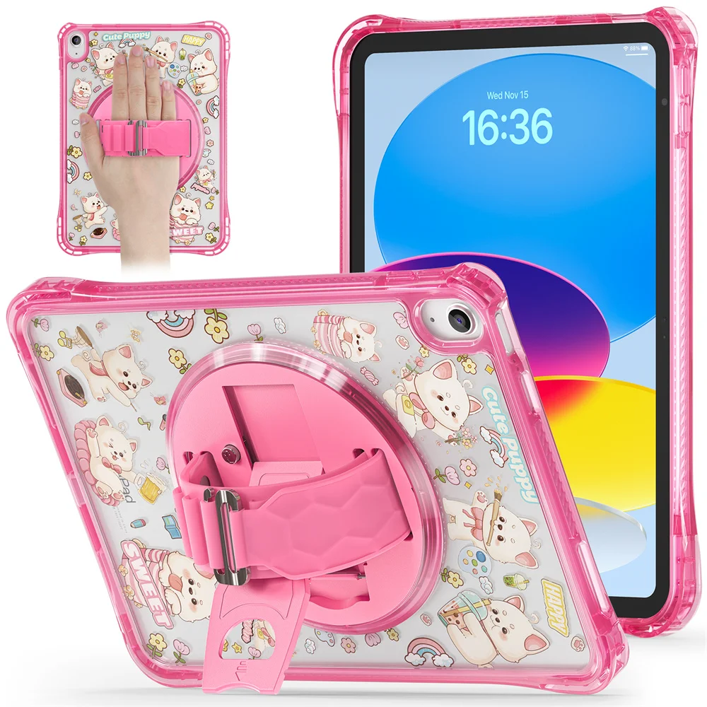 Cartoon Funda Kids Case for iPad Air 6th Air11 Rotation Shockproof Cover for iPad 10th 2022 Pro 11 Air4 Air5 Mini6 Mini A17Pro