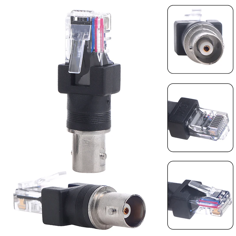 1Pc High Quanlity Black Connector BNC Female Jack To RJ45 Male Plug RF Adapter Coaxial Connector