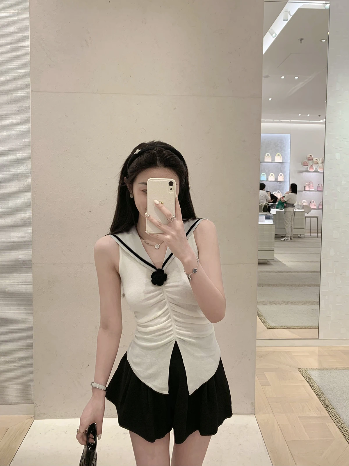 

Новый женский летний вязаный топ Cchen Denim с воротником-цветком, приталенный, из смесовой ткани (полиэстер, акрил, шерсть)