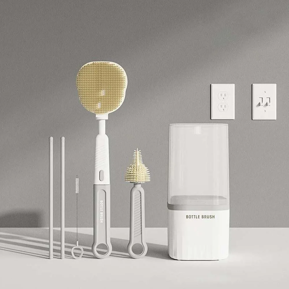

Multi-functional Bottle Cleaning Brush Set ABS TPR Baby Nipple Brush Kit Eyedropper Brush Nylon Glass Cup Washing Tool