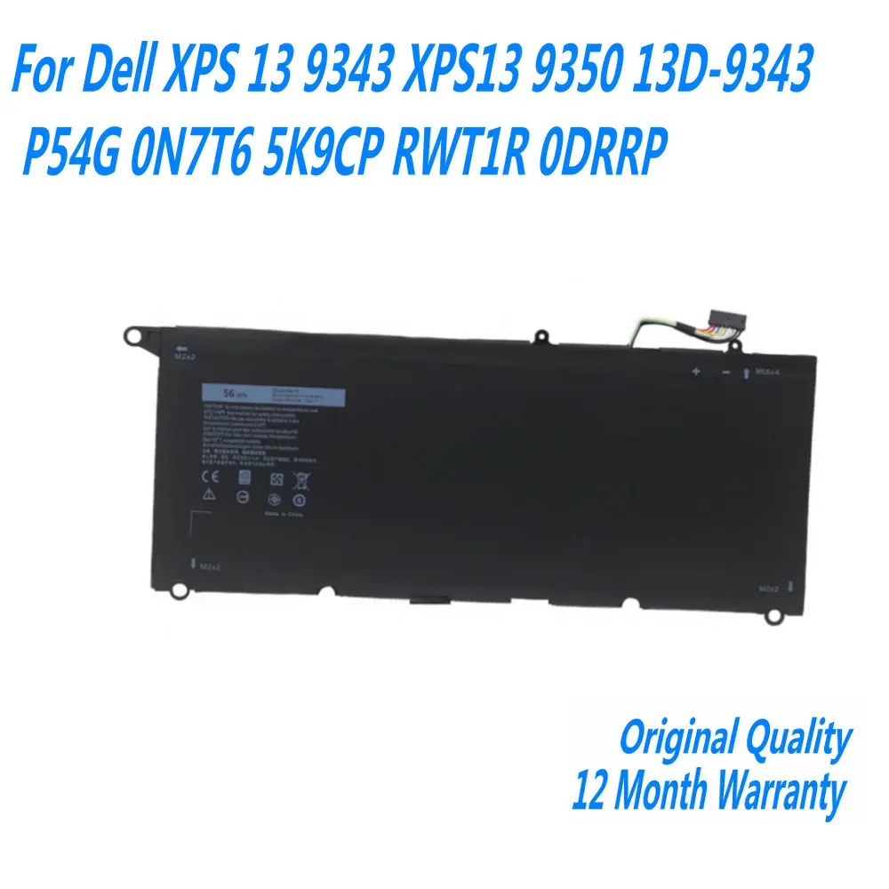 

NEW 90V7W JHXPY JD25G 090V7W Laptop Battery For Dell XPS 13 9343 XPS13 9350 13D-9343 P54G 0N7T6 5K9CP RWT1R 0DRRP 7.6V 56WH