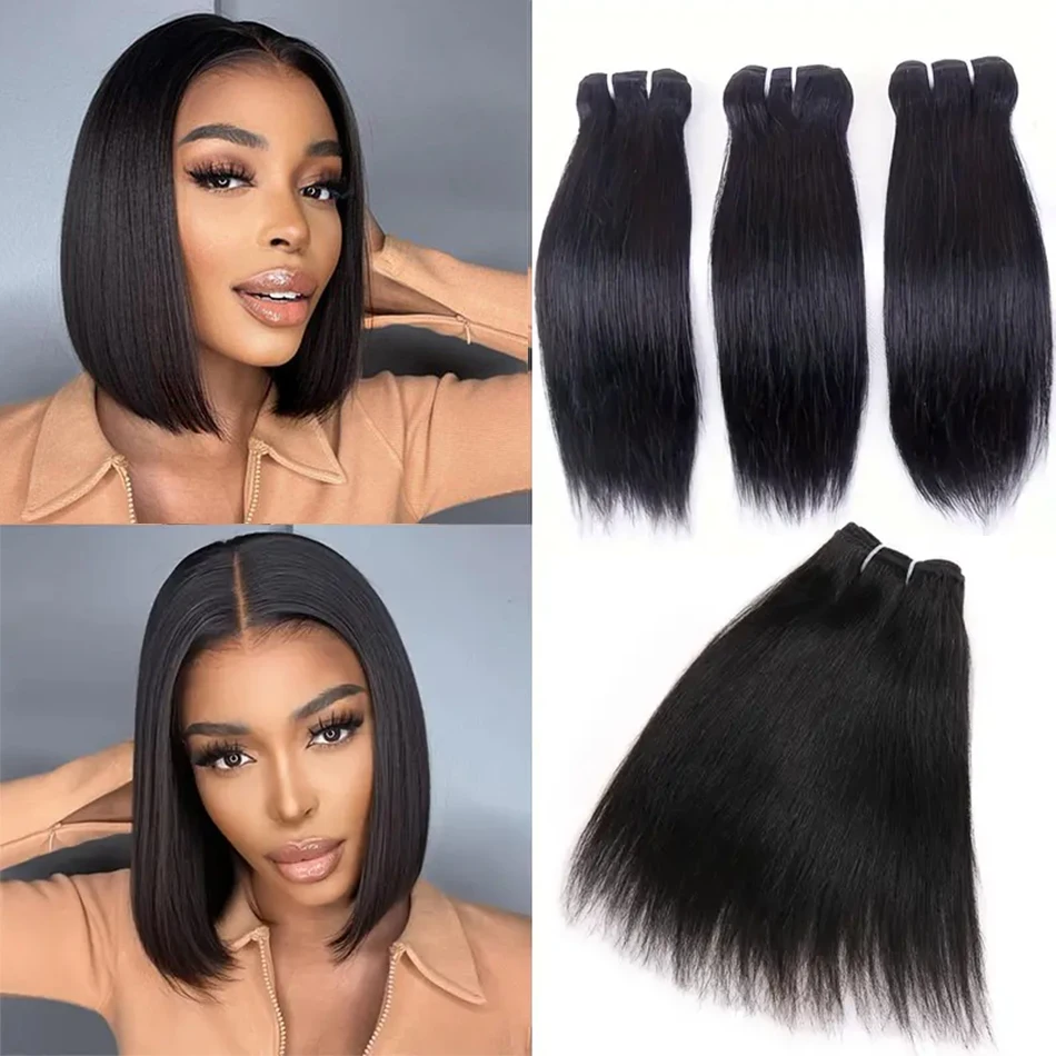 Bone Straight Bundles 100% Unprocessed Virgin Human Hair Bundles Deal 12A Short Brazilian Straight Weave Hair Extensions On Sale