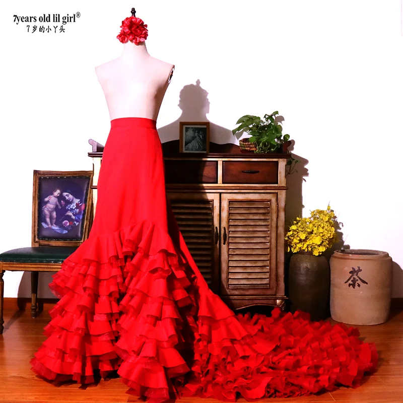 Ragazze vestito spagnolo Flamenco danza Bata gonna costumi donna Foxtrot WeaCWQ25