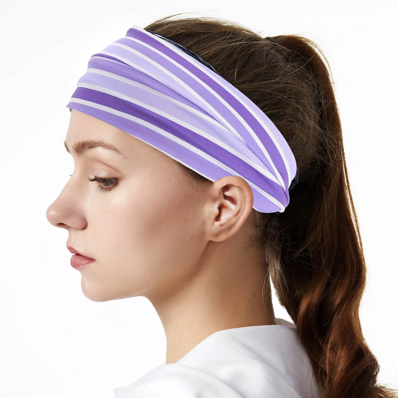 رباط رأس مرن قابل للتنفس للنساء نونسليب رباط شعر رياضي لليوجا والجري واللياقة البدنية متعدد الوظائف ماص للعرق أنيق عصري