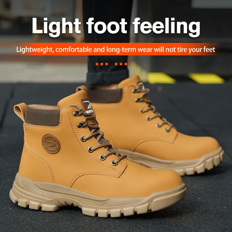 Comfortable Fashion Waterproof Security Work Safety Boots Protective Leather Boots Anti-smash Anti-puncture Industrial Shoes