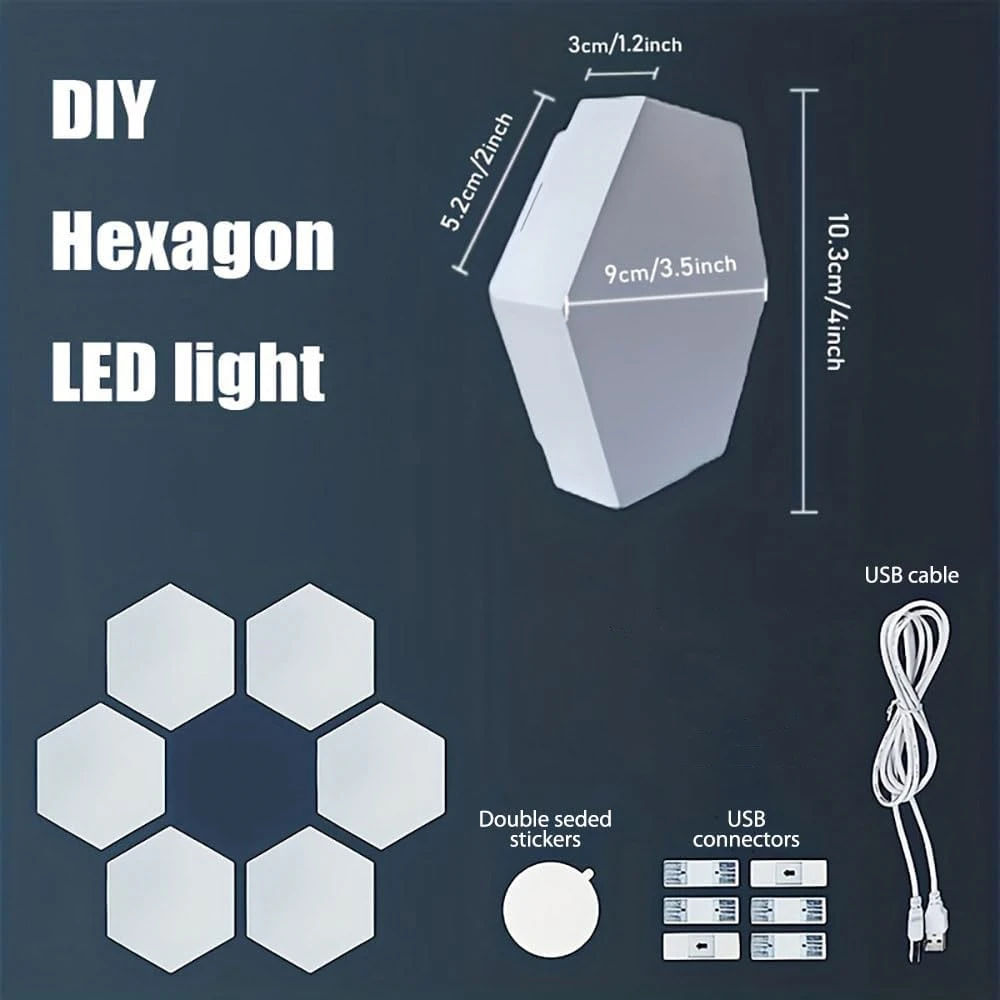 1PC USB 5V Geometric Module Night Light DIY Hexa Light Panels LED Wall Lighting for Living Room Bedroom Gaming Room Decor